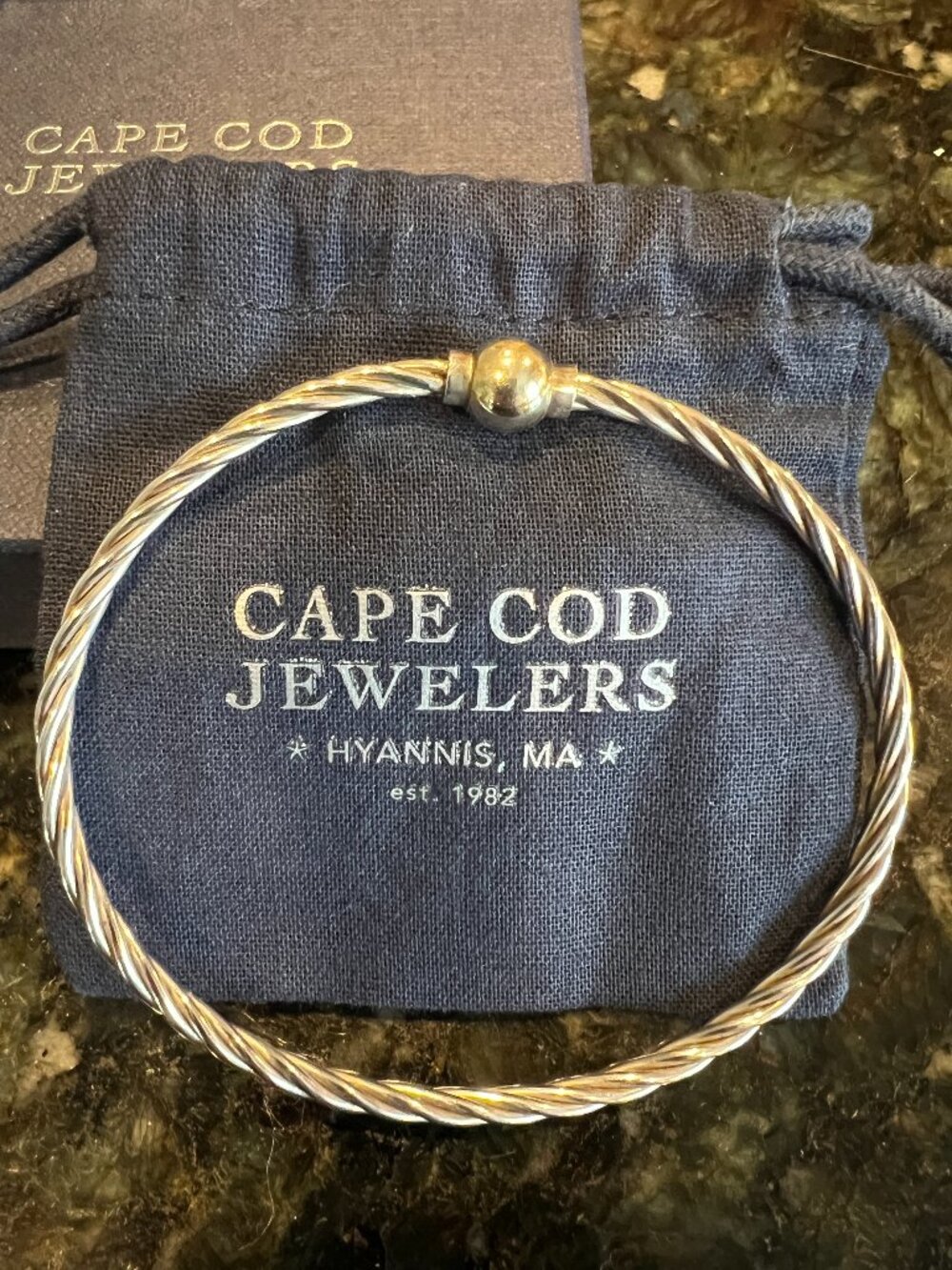 Cape Cod Jewelers Twist Single Ball Bracelet 14K Yellow Gold and Sterling Silver